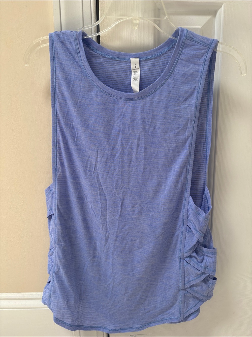 Lululemon Var-City Muscle Tank Top Size 6 Blue Purple Crisscross Sides